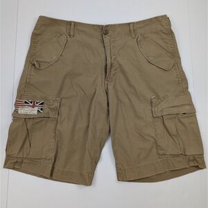 Vintage  Ralph Lauren Denim & Supply Cargo Shorts Men's 34x10 Tan Casual Preppy‎